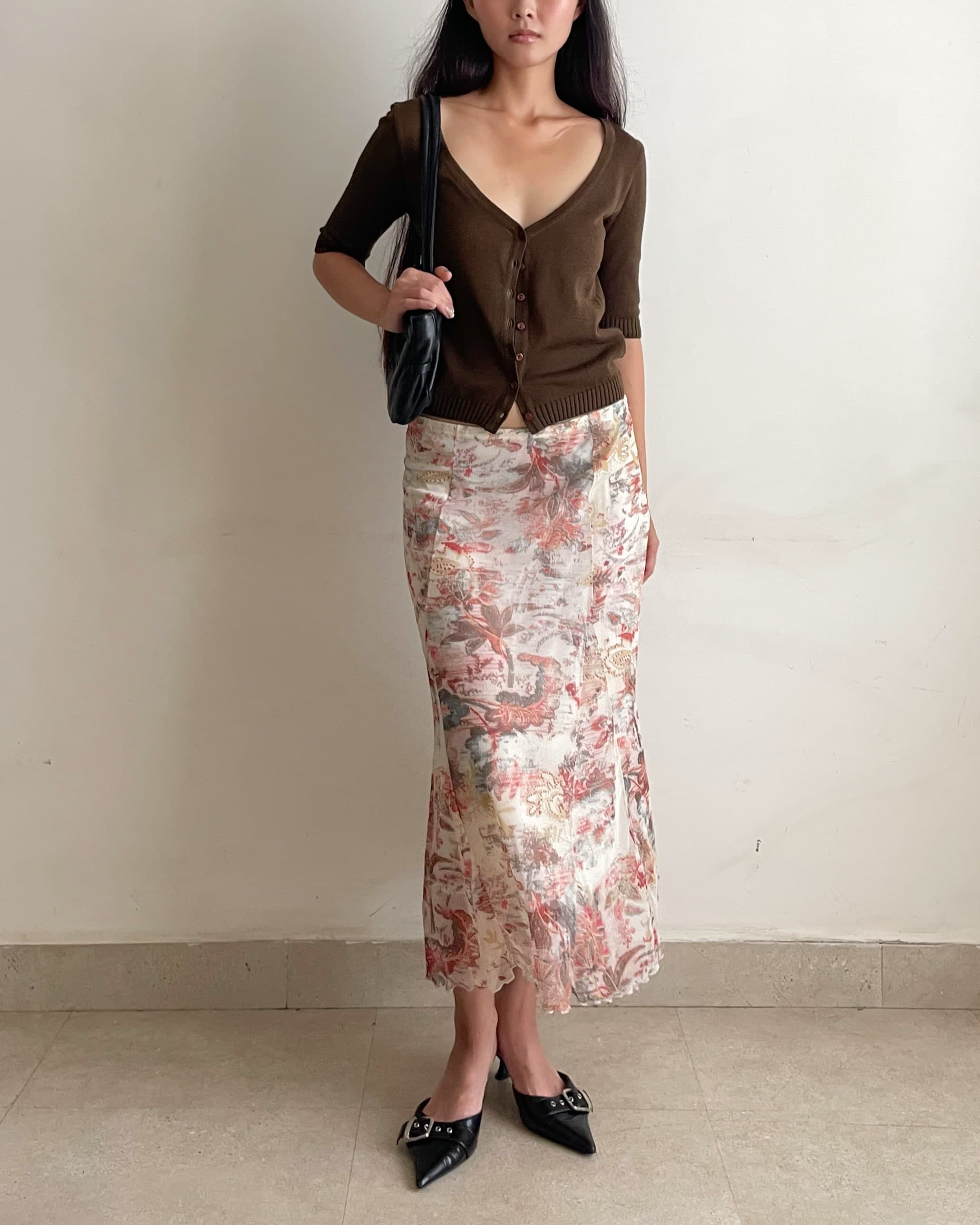 • Knit cardigan 
Length 50 | Chest 80 | 🏷️350
• Mesh skirt 
Length 76 | Waist 70~80 | 🏷️485 SOLD

T0726133
SK072651